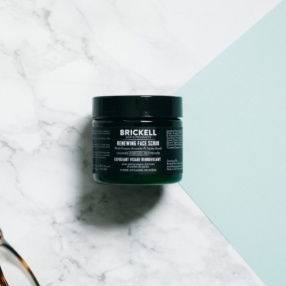 Brickell Men’s Renewing Face Scrub for Men, Natural & Organic Exfoliating Facial Scrub - 2 oz